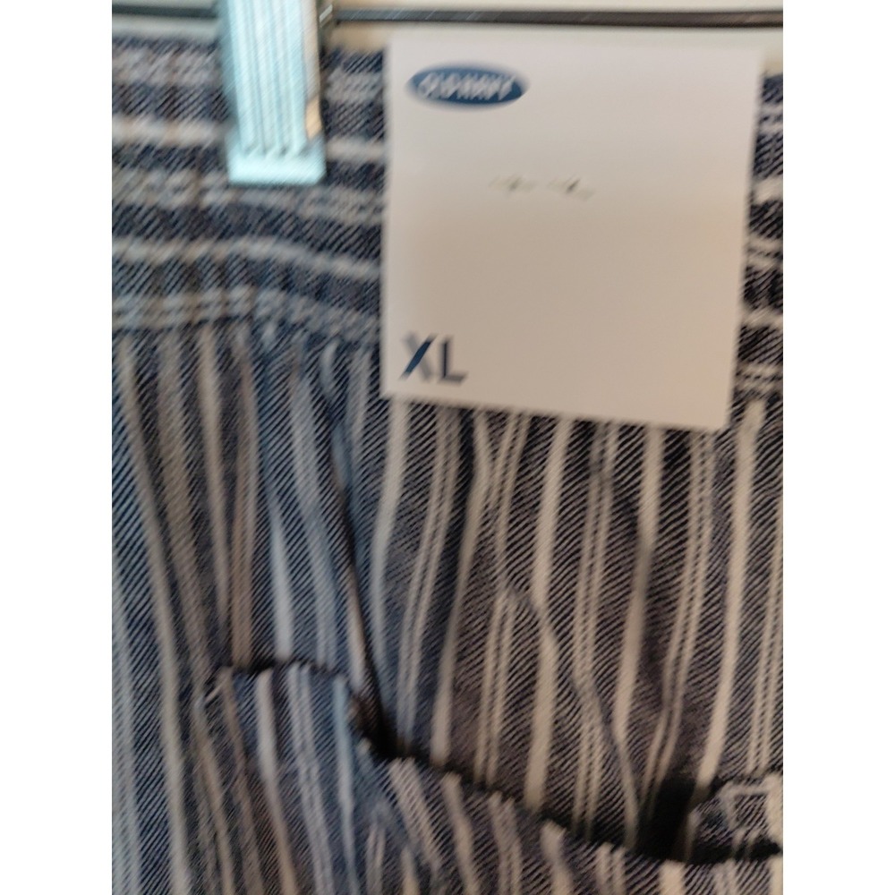 Old Navy Mid Rise Wide Leg Linen Pants Blue Stripes Elastic Waist XL Boho Nwtags - Picture 5 of 7